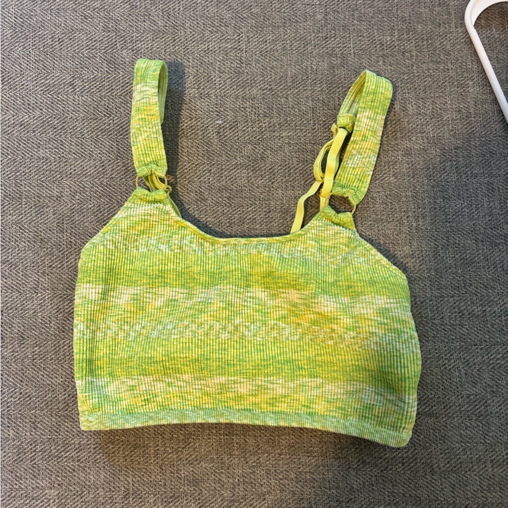 Aerie Green and Yellow Knit Crop Top